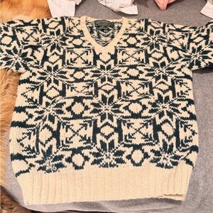 Ralph Lauren V-Neck Sweater - Cream and Black